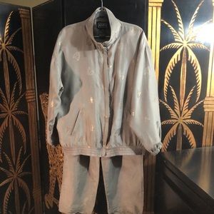 Fawn and Gold Silk Pants Suit- Size Large